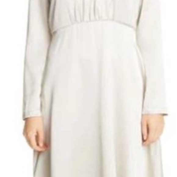 Fabiana Filippi Champagne Jewel Neck Long Sleeve Satin Dress - Picture 5 of 11